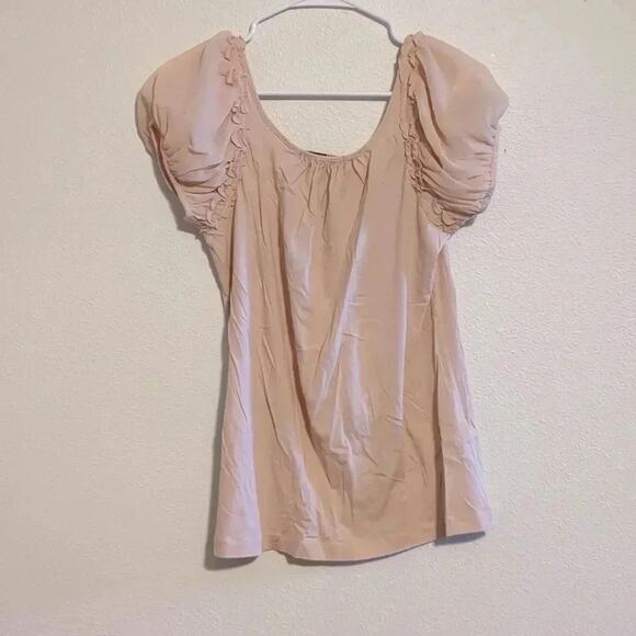 BCBGmaxazaria pink puff sleeve blouse size medium - Picture 5 of 5